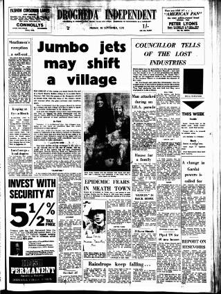 cover page of Drogheda Independent published on September 18, 1970