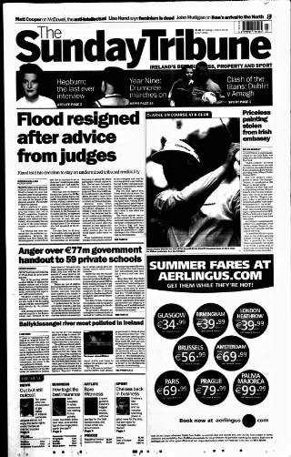 cover page of Sunday Tribune published on July 6, 2003