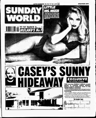 cover page of Sunday World (Dublin) published on February 28, 1993