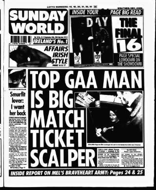 cover page of Sunday World (Dublin) published on September 18, 1994