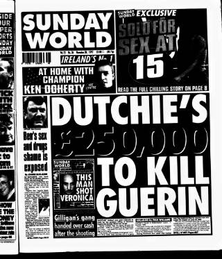 cover page of Sunday World (Dublin) published on November 30, 1997