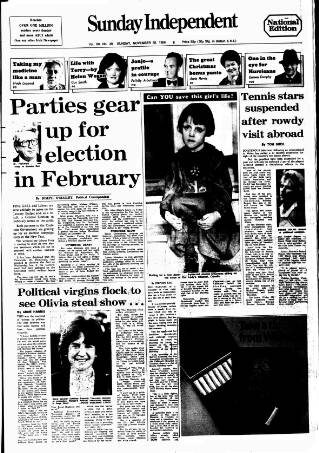 cover page of Sunday Independent (Dublin) published on November 30, 1986