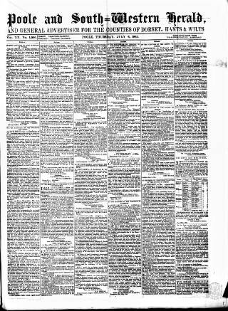 cover page of Poole & Dorset Herald published on July 6, 1865