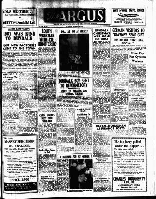cover page of Drogheda Argus and Leinster Journal published on December 30, 1961