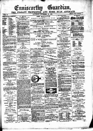 cover page of Enniscorthy Guardian published on November 15, 1890