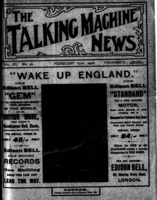 cover page of Talking Machine News published on February 15, 1906