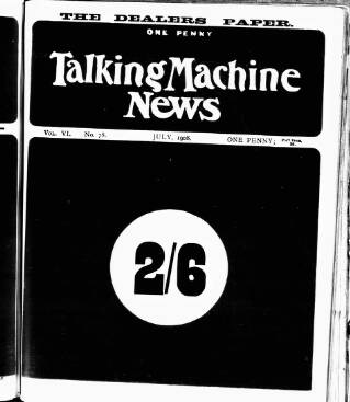 cover page of Talking Machine News published on July 1, 1908