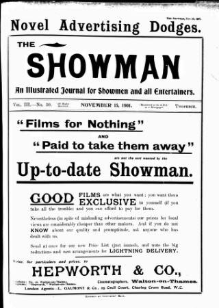 cover page of The Showman published on November 15, 1901