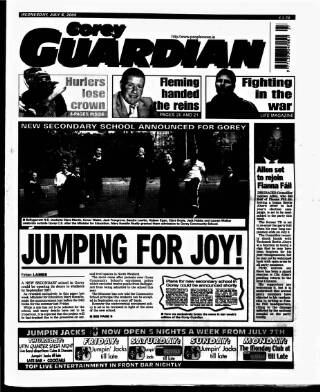 cover page of Gorey Guardian published on July 6, 2005