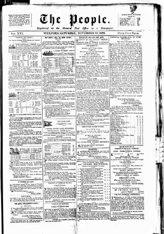 cover page of Wexford People published on November 15, 1873