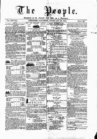 cover page of Wexford People published on February 28, 1880