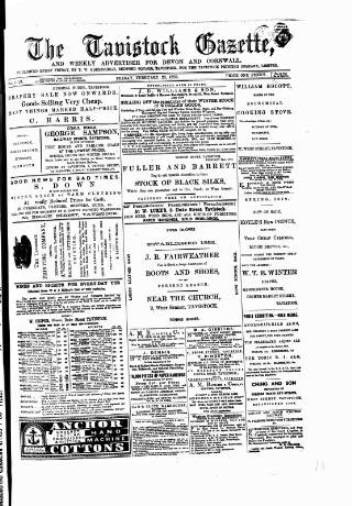 cover page of Tavistock Gazette published on February 28, 1879