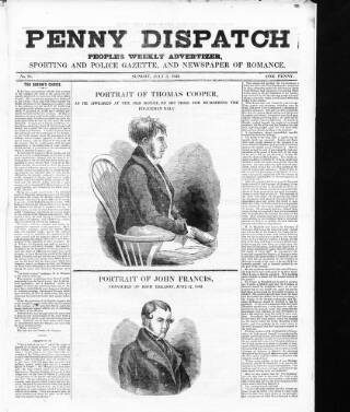cover page of Bell's Penny Dispatch published on July 3, 1842