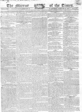 cover page of Mirror of the Times published on February 28, 1818