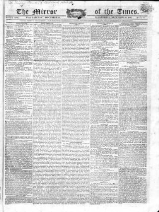 cover page of Mirror of the Times published on December 30, 1820