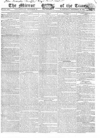 cover page of Mirror of the Times published on November 30, 1822