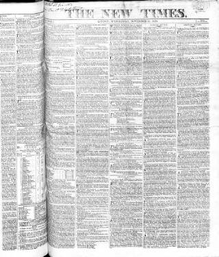 cover page of New Times (London) published on November 15, 1820