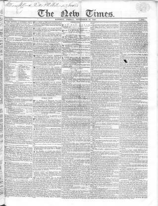 cover page of New Times (London) published on November 30, 1827