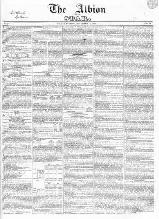 cover page of Albion and the Star published on November 15, 1833