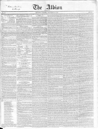 cover page of Albion and the Star published on November 30, 1833