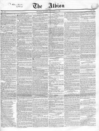 cover page of Albion and the Star published on September 18, 1834