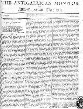 cover page of Anti-Gallican Monitor published on November 15, 1812