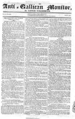 cover page of Anti-Gallican Monitor published on July 6, 1817
