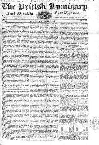 cover page of British Luminary published on September 1, 1822
