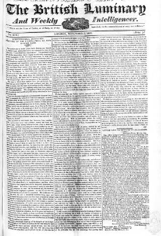 cover page of British Luminary published on November 3, 1822