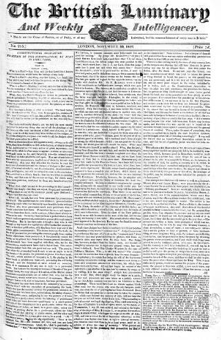 cover page of British Luminary published on November 10, 1822