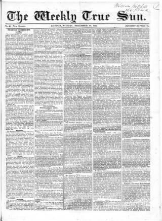 cover page of Weekly True Sun published on November 30, 1834