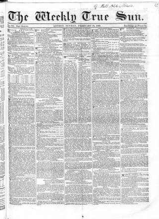 cover page of Weekly True Sun published on February 28, 1836