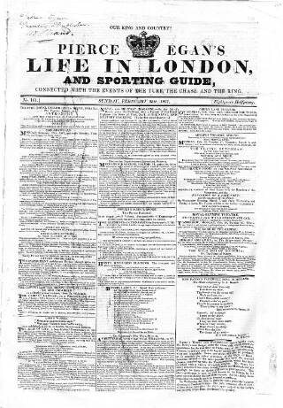 cover page of Pierce Egan's Life in London, and Sporting Guide published on February 25, 1827