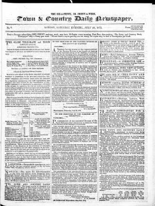 cover page of Town & Country Daily Newspaper published on July 26, 1873