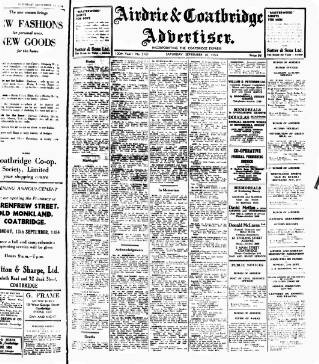 cover page of Airdrie & Coatbridge Advertiser published on September 18, 1954
