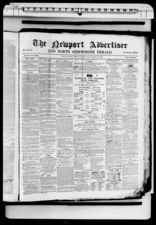 cover page of Newport & Market Drayton Advertiser published on December 30, 1865