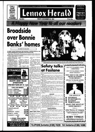 cover page of Lennox Herald published on December 30, 1994