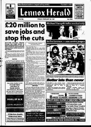 cover page of Lennox Herald published on February 28, 1997