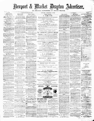 cover page of Newport & Market Drayton Advertiser published on September 18, 1880