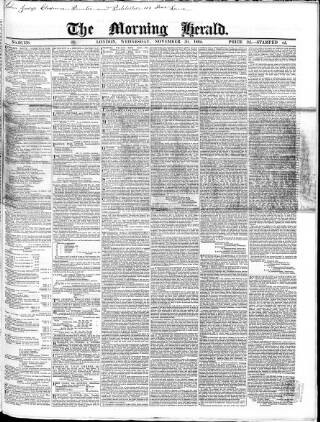 cover page of Morning Herald (London) published on November 30, 1864