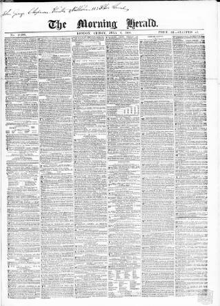cover page of Morning Herald (London) published on July 6, 1866