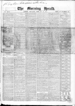 cover page of Morning Herald (London) published on February 28, 1867