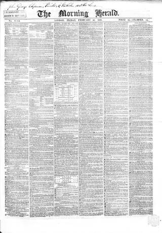 cover page of Morning Herald (London) published on February 28, 1868