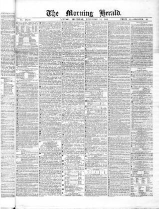cover page of Morning Herald (London) published on December 30, 1869