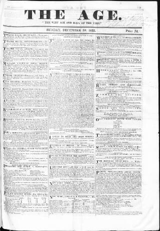 cover page of Age (London) published on December 30, 1832