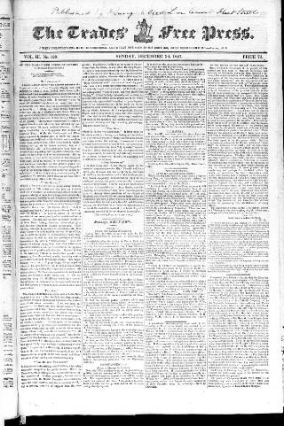 cover page of Trades' Free Press published on December 30, 1827
