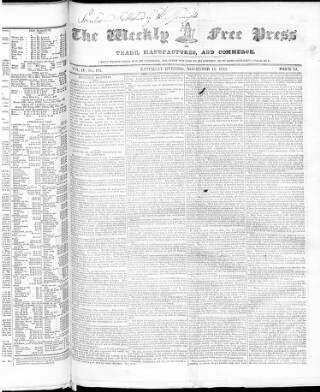 cover page of Trades' Free Press published on November 15, 1828