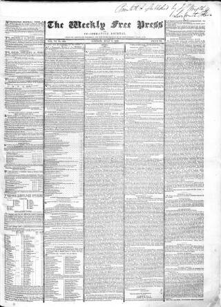 cover page of Trades' Free Press published on July 3, 1830