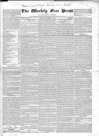 cover page of Trades' Free Press published on November 27, 1830