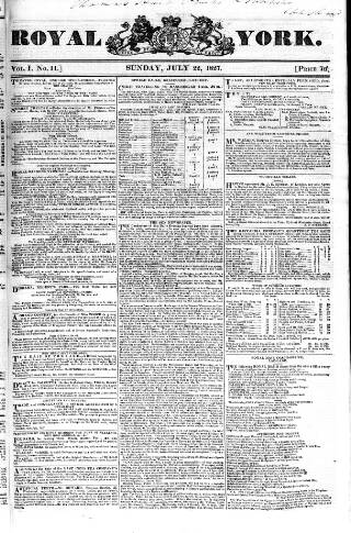 cover page of Royal York published on July 22, 1827